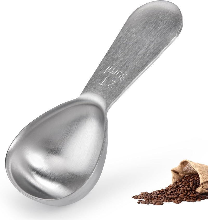 Doosu 2 Tablespoon Coffee Scoop - 18/8 Stainless Steel Heavy Duty Measuring Spoon with Short Handle, Food Grade Metal Tbsp Scoop for Ground Coffee Beans Tea Sugar Powder (30ml) - Image 1