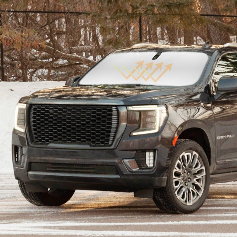 Sunshade Windshield Sun Shade for 2021 2022 2023 2024 2025 GMC Yukon XL Foldable Thicken 2Layer Silver Coating Front Window Sun Visor Protector Cover for Windshield Blocks UV Rays Keep Vehicle Cooler