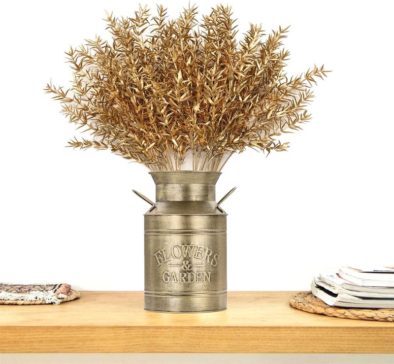 LOVENIMEN Artificial Plants for Christmas Gold Decoration, Fake Golden Plant Spiky Leaves Grass Faux Flowers Foliage Leaf Shrubs Indoor Outside Hanging Planter Home Garden Decor Festival - 4 Pcs - Image 2