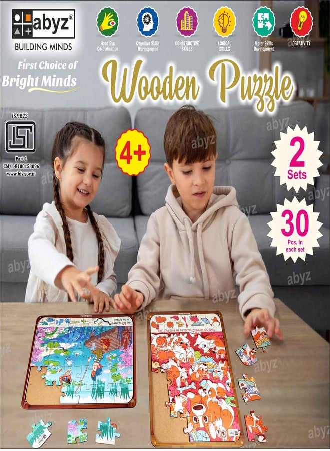 ABYZ Wooden Jigsaw Puzzle - Each Dogs and Kittens Play Date and Fishing Day Playset for Little Explorers, 30-Pieces & Pack of 2 Games with Multicolor | Birthday Gift for (3-6 Years) Age Kids. - Image 2