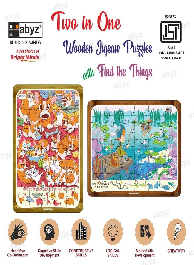 ABYZ Wooden Jigsaw Puzzle - Each Dogs and Kittens Play Date and Fishing Day Playset for Little Explorers, 30-Pieces & Pack of 2 Games with Multicolor | Birthday Gift for (3-6 Years) Age Kids. - Image 3