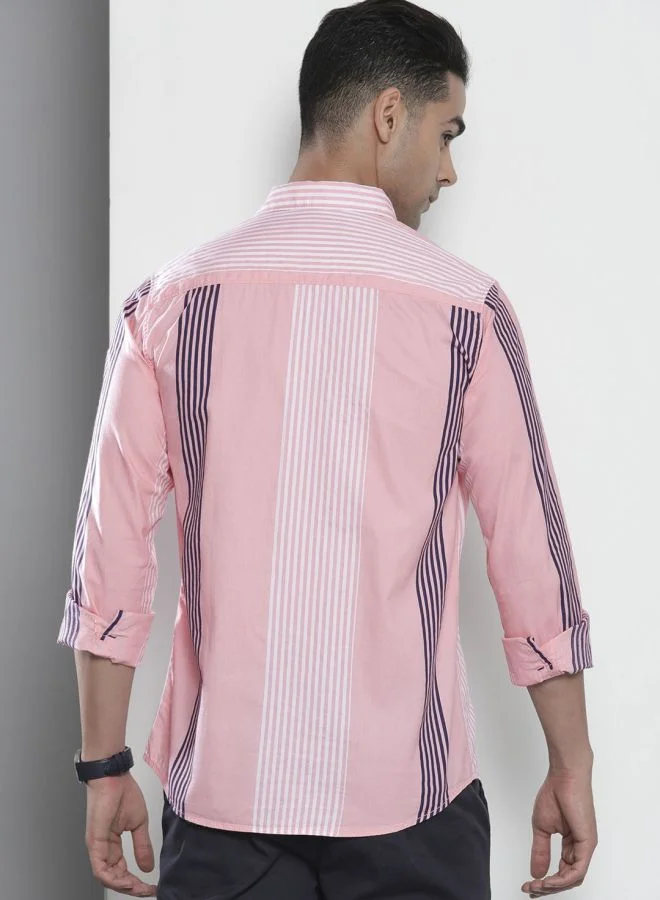 شركة المرآب الهندية Men Regular Fit Striped Full Sleeves Cutaway Collar Casual Shirt