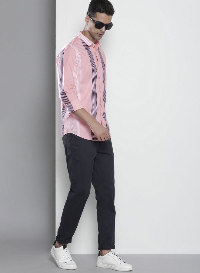 The Indian Garage Co Men Regular Fit Striped Full Sleeves Cutaway Collar Casual Shirt - Image 5