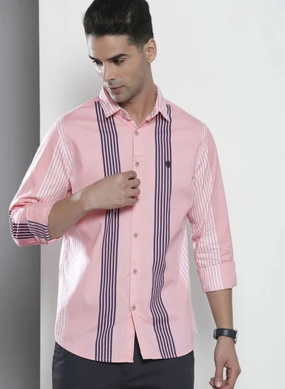 The Indian Garage Co Men Regular Fit Striped Full Sleeves Cutaway Collar Casual Shirt