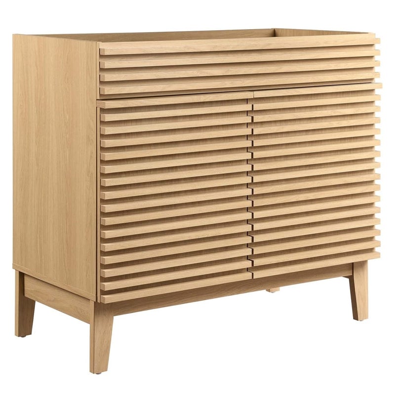 Modway Render 36 Bathroom Vanity Cabinet in Oak  Sink Basin Not Included