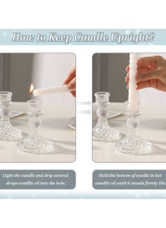 SYOSI Clear Candlestick Holders, 6 Pcs Elegant Glass Taper Candle Holders for Wedding, Party, Festival and Anniversary Table Decor  - Image 3