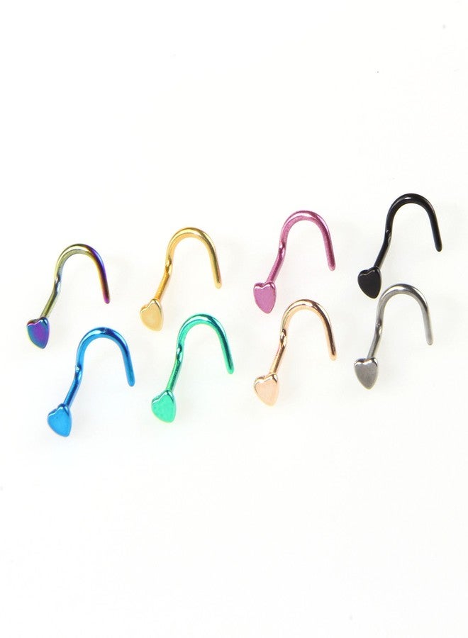 Greendou Fashion Jewelry Stainless Steel Heart Nose Rings Set Screw Nose Studs Piercing Jewelry,20G (Gold) - Image 2
