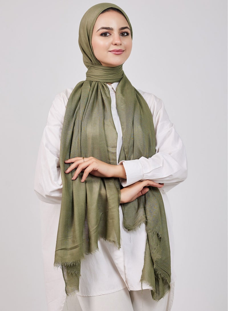 Plain Cotton Modal Veil - Olive