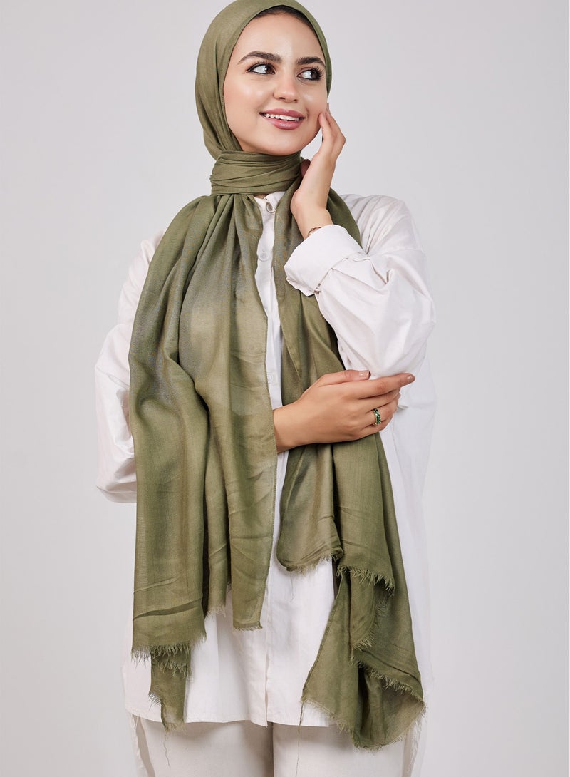 Plain Cotton Modal Veil - Olive