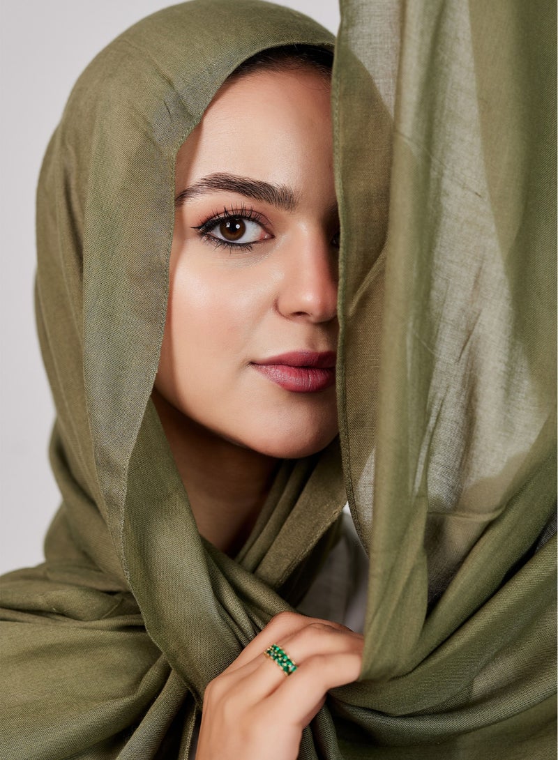 Plain Cotton Modal Veil - Olive