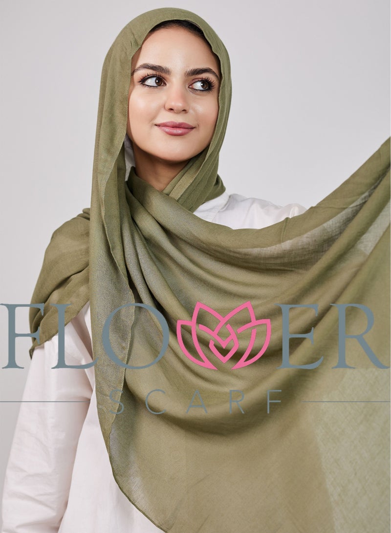 Plain Cotton Modal Veil - Olive