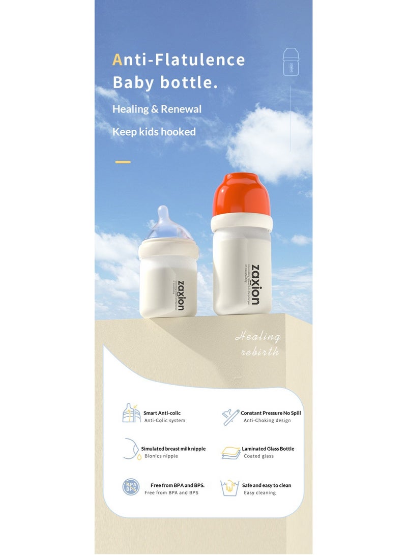 80ml Premium Borosilicate Glass Baby Bottle – Simulated Breast Milk Design, Anti-Colic Newborn Feeding Bottle with Off-Center Soft Silicone Nipple, BPA-Free & Heat-Resistant, Clear - Image 4
