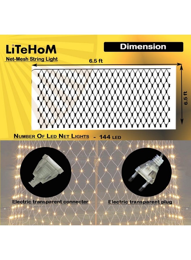 Litehom أضواء خيوط شبكة LED من لايتهوم، 6.6 قدم × 6.6 قدم، 144 LED، 8 أوضاع زينة ديوالي مع أضواء ديوالي لتزيين المنزل! ضوء ديوالي LED، أضواء LED لتزيين المنزل (LITEHOM-PIXEL-2x2-WW) - Image 4