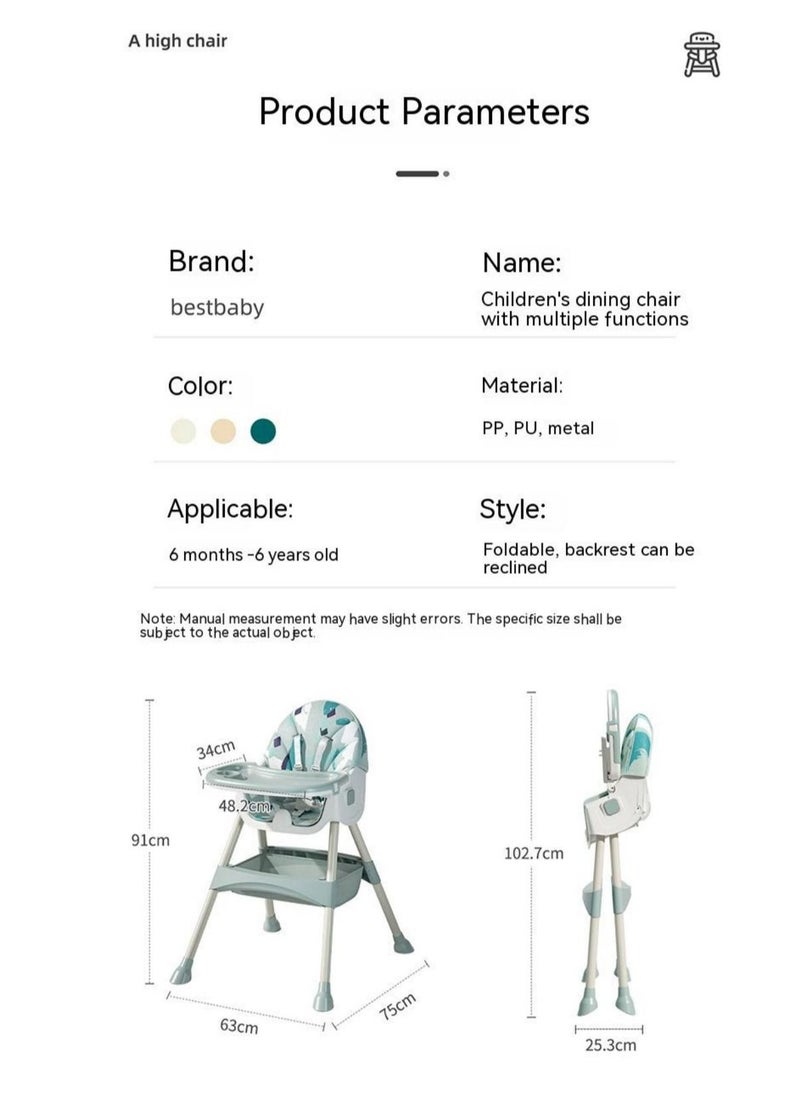COOLBABY Baby Dining Chair Adjustable Children's Table And Chair Rocking Dining Chair Double-Level Home Dining Chair Recliner Children's Dining Chair BL