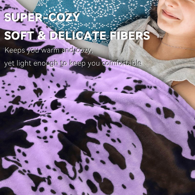 GEULAY Fleece Blanket Twin Size Purple Lavender Lilac Soft Cozy Twin Blanket for Bed Lightweight Decorative Throw Blanket for Couch Bed Sofa All Season - Image 3