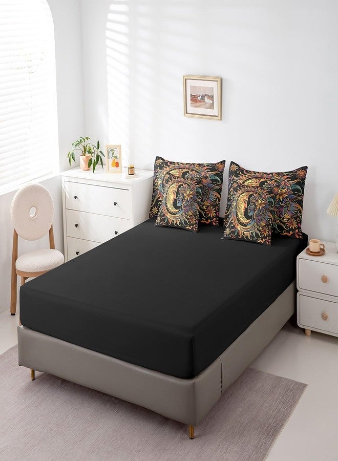 Feelyou Sun and Moon Comforter Set Queen Size 7 Pieces Comforters Bohemian Occult Bedding Set Cosmic Planets Sun Face Bed Set Bed in a Bag with Comforter, Sheets, Pillowcases & Cushion Covers - Image 5