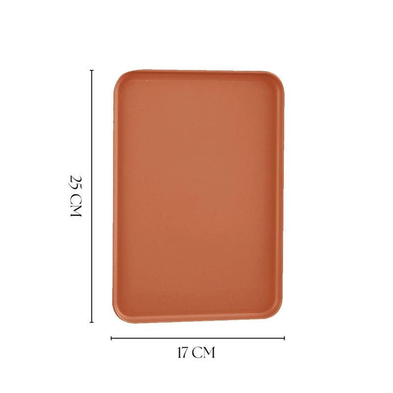 Avon Wellness Avon Wellness Reusable Rectangular Shape,Rounded Corners Plastic Fast Food Serving Multi-Use Tray for Drink Breakfast Tea Dinner Coffee Salad Food Dinning Table Home Kitchen 25 * 17 CM (Orange, 5)  - Image 2