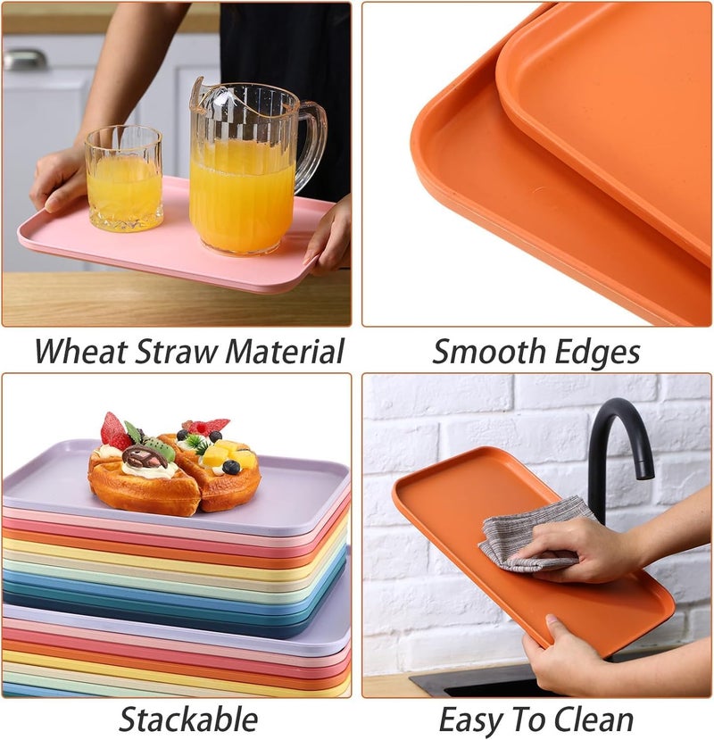 Avon Wellness Avon Wellness Reusable Rectangular Shape,Rounded Corners Plastic Fast Food Serving Multi-Use Tray for Drink Breakfast Tea Dinner Coffee Salad Food Dinning Table Home Kitchen 25 * 17 CM (Orange, 5)  - Image 4
