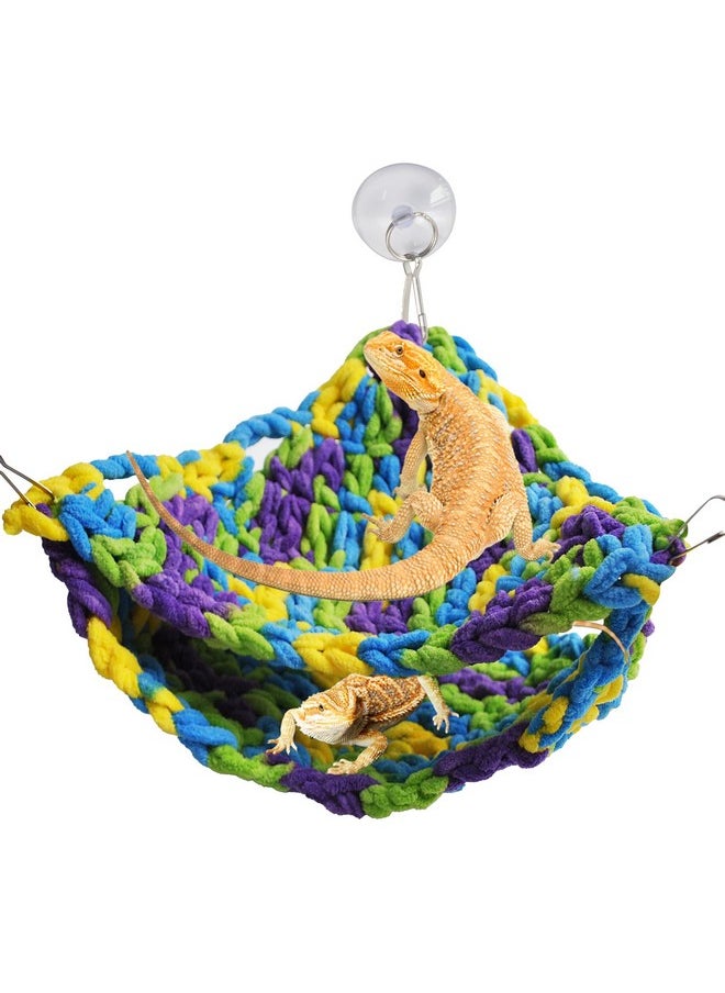 Kathson - kathson Soft Bearded Dragon Hammock Double-Layered Reptiles Hammock Swing Hanging Bed with 6 Pcs Suction Cups & Hooks Tank Accessories Hammocks for Small Lizard Leopard Gecko Chameleon(Triangular) - Image 1