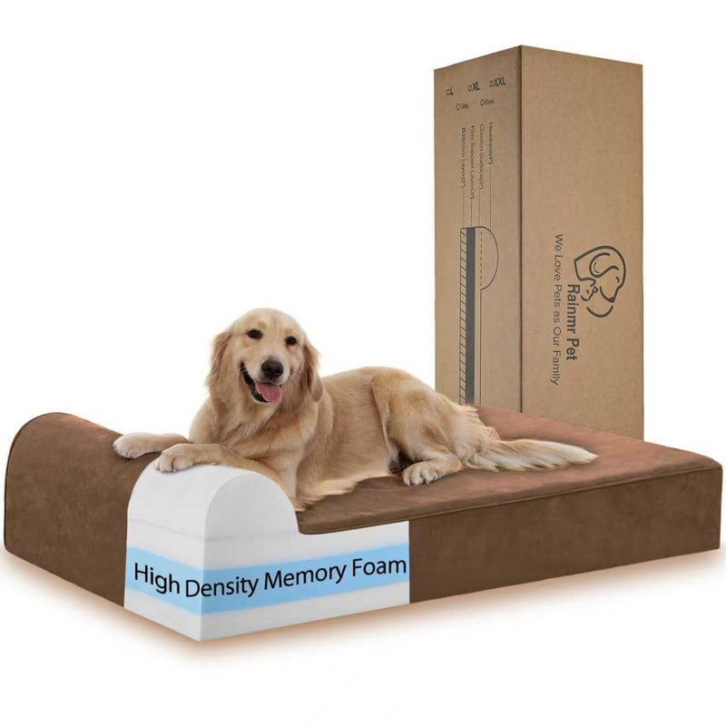 Rainmr Orthopedic Dog Beds for Large Dogs, 7" Memory Foam Dog Beds with Waterproof Liner, Durable Microsuede Cover, Removable and Washable, Nonskid Bottom, 48"x30"x7" L Chocolate - Image 1