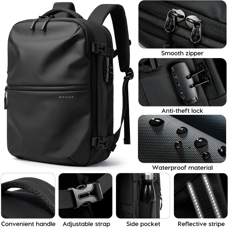 BANGE Travel Backpack with TSA lock version can hold 15.6 inch Laptop suitable Daily Commute and Overnight Flight Approved Anti-theft Bag - Image 4