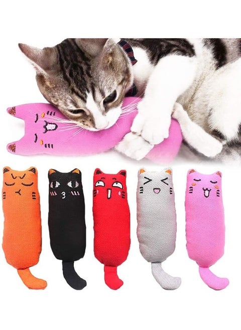 Coodipet 5Pcs Bite Resistant Catnip Toy for Cats, Catnip Filled Cartoon Mice Cat Teething Chew Toy