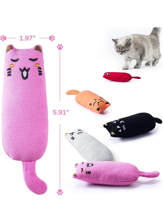 Coodipet 5Pcs Bite Resistant Catnip Toy for Cats, Catnip Filled Cartoon Mice Cat Teething Chew Toy