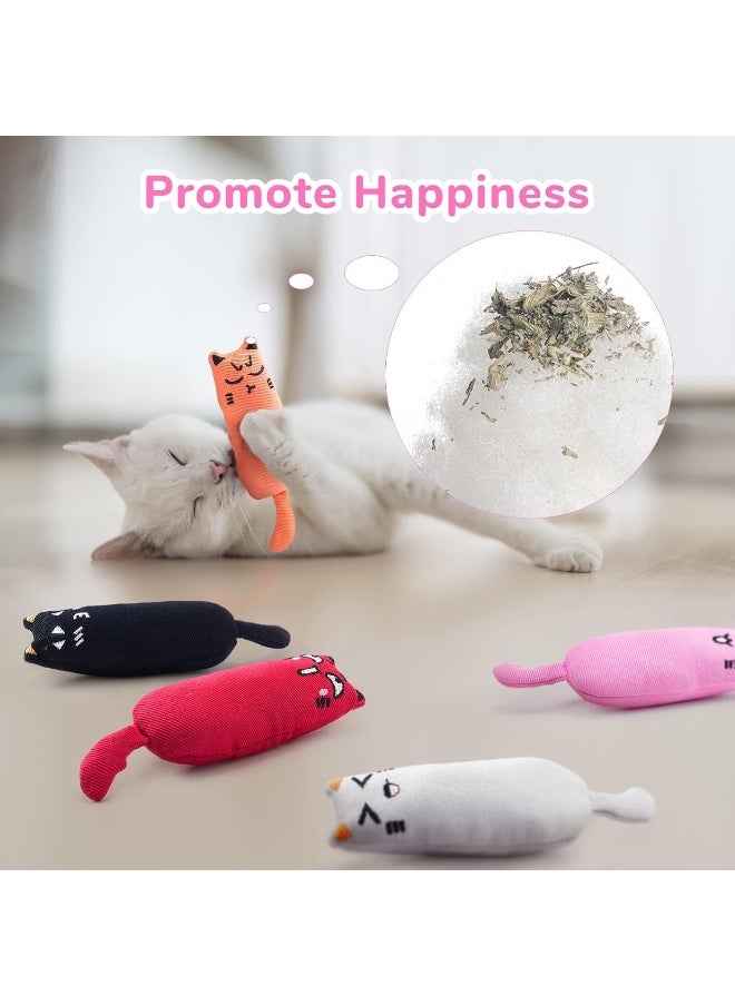 Coodipet Coodipet 5Pcs Bite Resistant Catnip Toy for Cats, Catnip Filled Cartoon Mice Cat Teething Chew Toy  - Image 2
