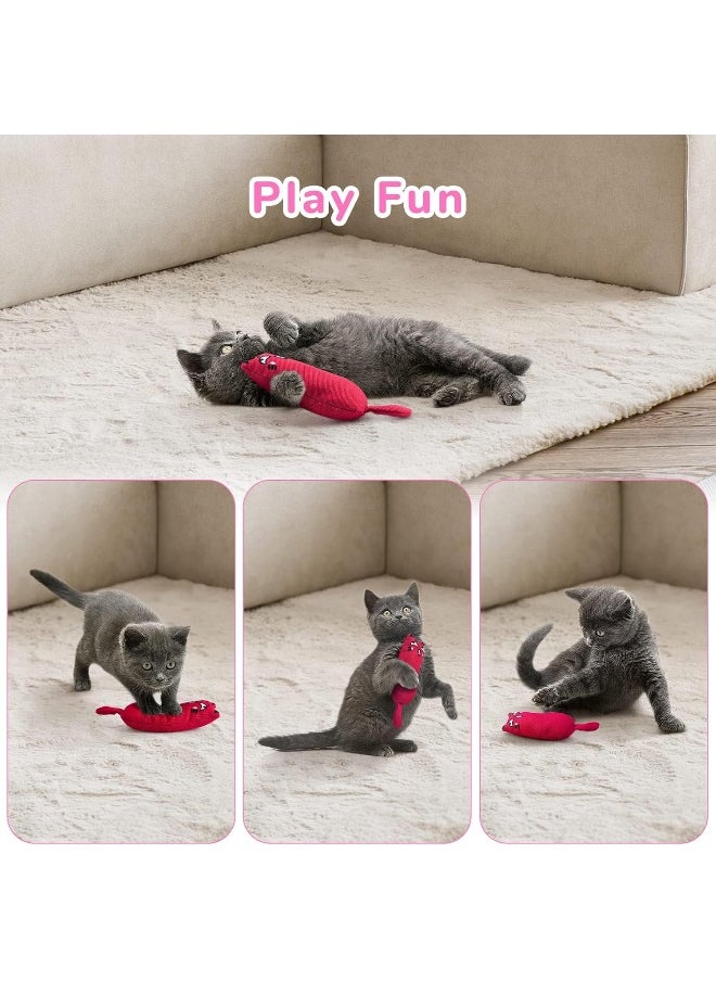Coodipet Coodipet 5Pcs Bite Resistant Catnip Toy for Cats, Catnip Filled Cartoon Mice Cat Teething Chew Toy  - Image 4
