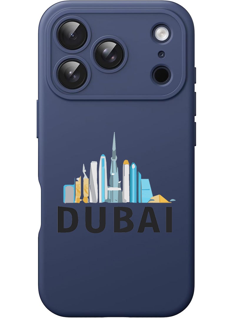 Theodor Protective Slim Fit Case Liquid Silicone Cover with Full Body Protection Anti-Scratch Shockproof Case For Apple iPhone 17 Pro (Blue) Dubai Black - Image 1