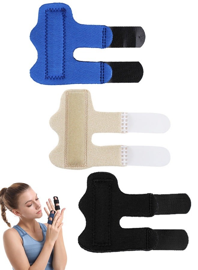 3 Pcs Trigger Finger Splint, Finger Brace Finger Knuckle Immobilization, Broken Finger Protector, Broken Fingers Straightening Tool (Blue+Black+Yellow) - Image 1