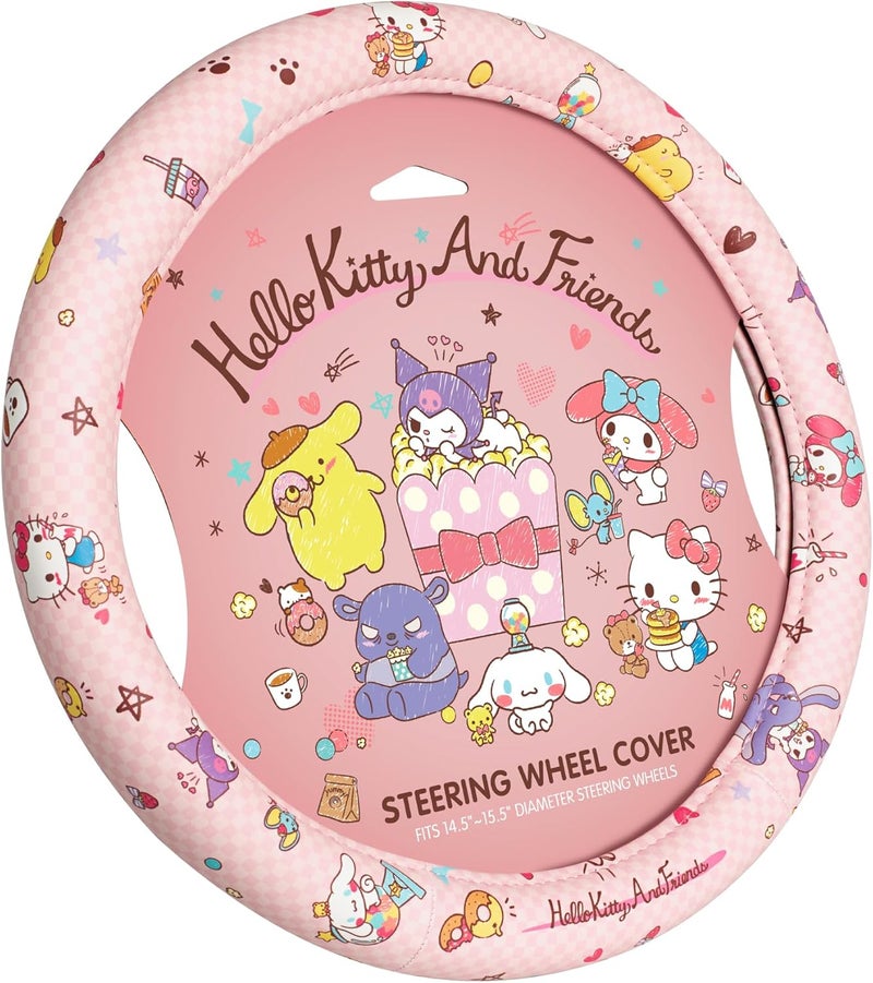 Carbella Hello Kitty and Friends Steering Wheel Cover, Universal Fit Cute Accessories for Women, Stylish Decor Gift Hello Accessories - Fits Standard Wheels 14.5"-15" - Image 1
