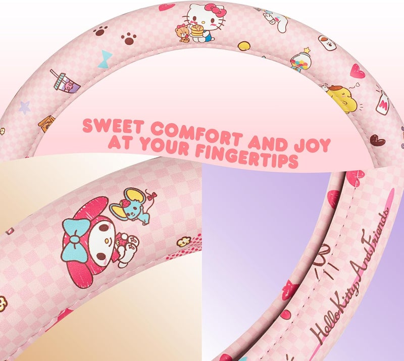 Carbella Hello Kitty and Friends Steering Wheel Cover, Universal Fit Cute Accessories for Women, Stylish Decor Gift Hello Accessories - Fits Standard Wheels 14.5"-15" - Image 5