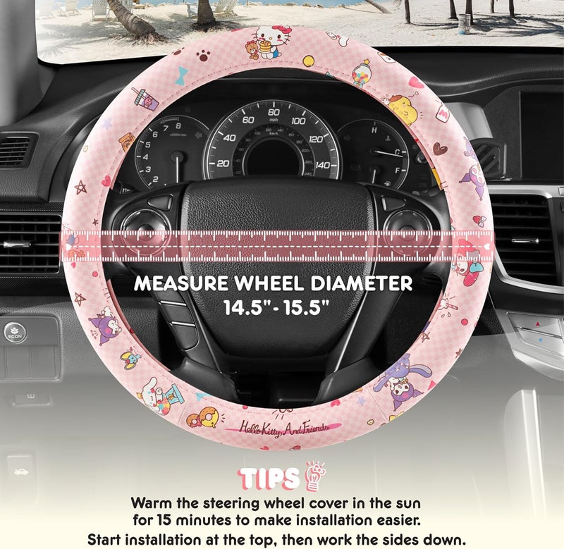Carbella Hello Kitty and Friends Steering Wheel Cover, Universal Fit Cute Accessories for Women, Stylish Decor Gift Hello Accessories - Fits Standard Wheels 14.5"-15" - Image 2