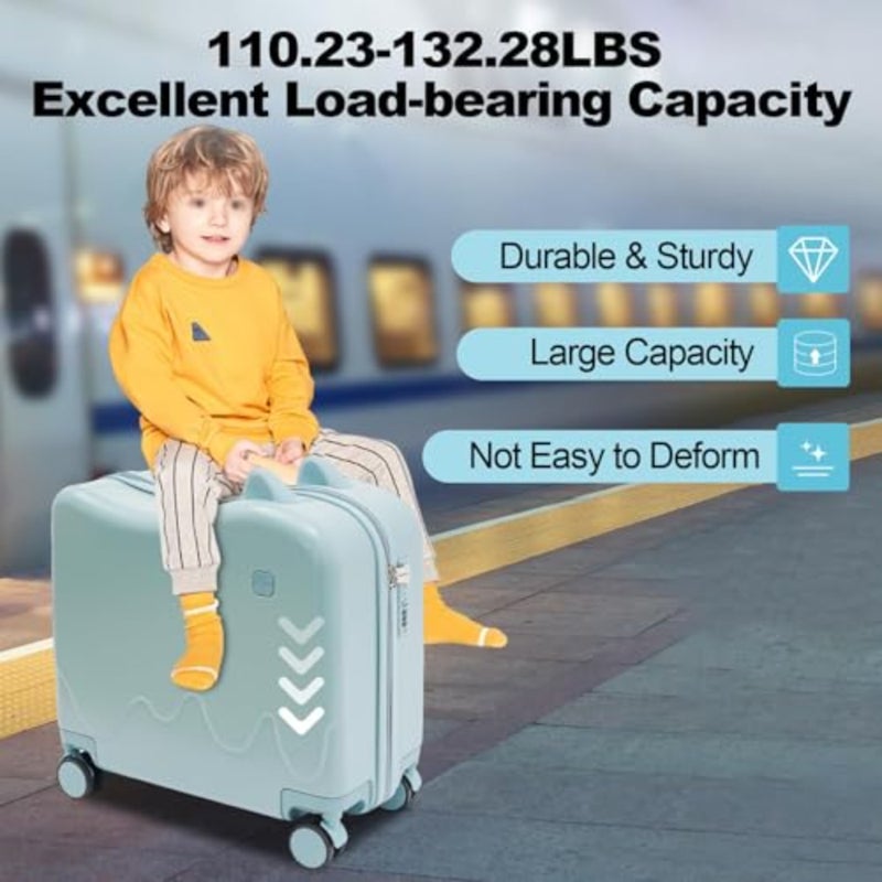 Ride-On Suitcase with 360 Spinner Wheels TSA-Approved Lock For Girls and Boys Toddler Ride-On Luggage for School Trips, Travel, Outings 20 Inch, Lightweight ABS Plastic, Pink/Blue - Image 2