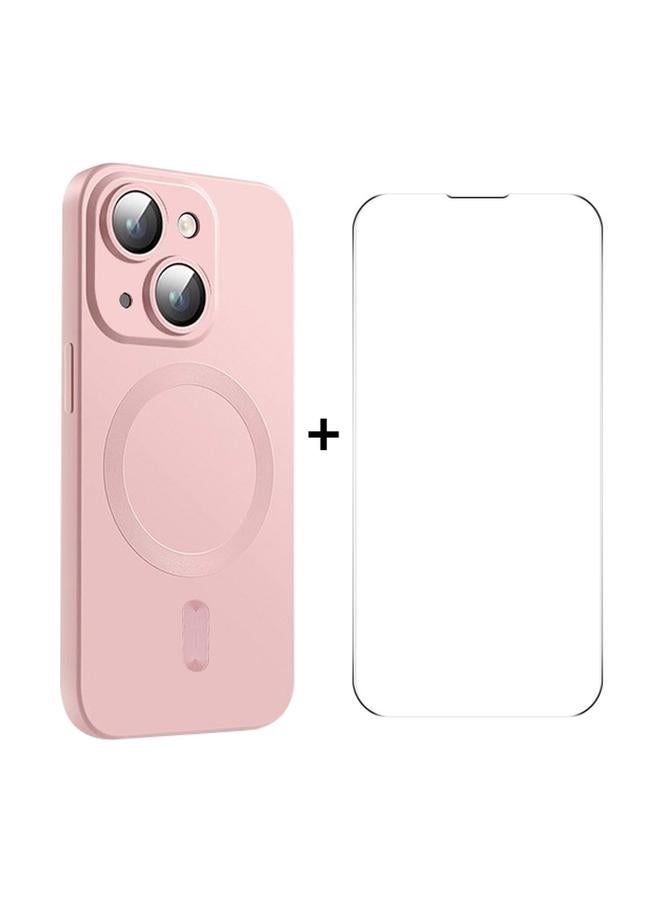 Case For iPhone 14 Plus MagSafe Matte TPU Phone Case with Lens Film & Screen Glass Film