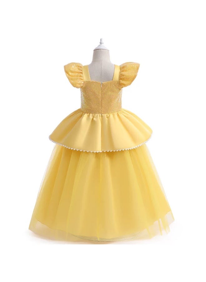 Saudi Select Yellow Princess Dress for Girls – Cosplay, Daily Wear & Party Costume | Sizes 100-120cm - Image 2