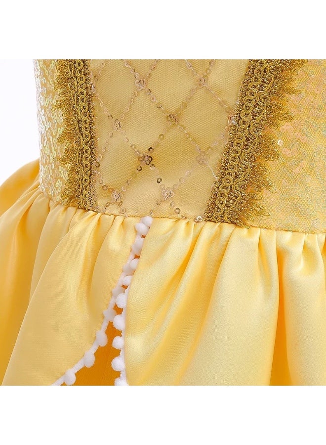 Saudi Select Yellow Princess Dress for Girls – Cosplay, Daily Wear & Party Costume | Sizes 100-120cm - Image 5