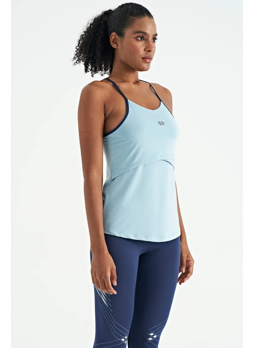 Tommy Life Light Blue Cross Back Strap Detailed Standard Pattern Women's Sports Undershirt - 97261