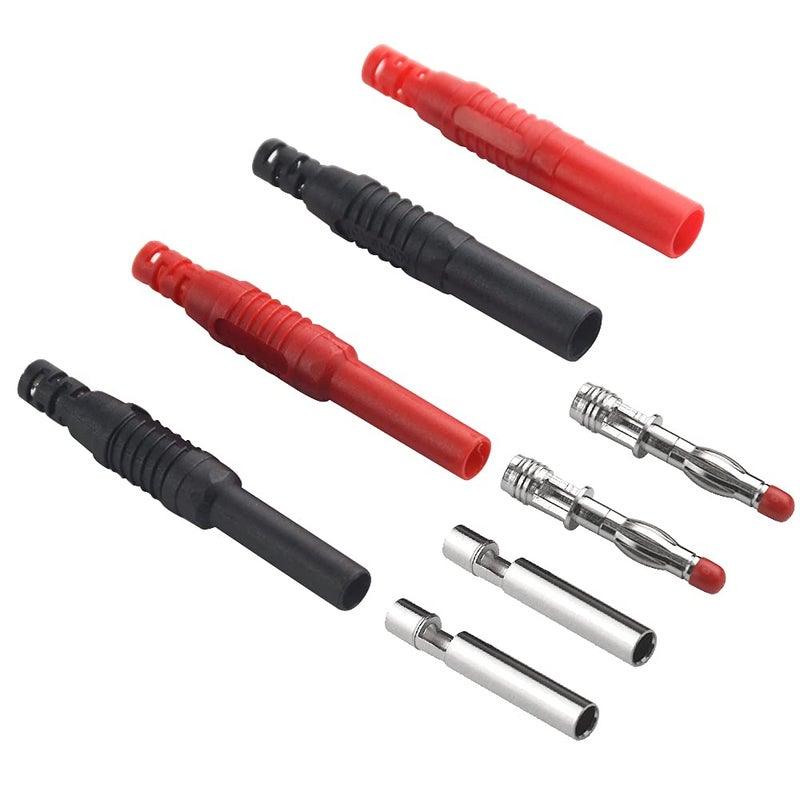 WMYCONGCONG WMYCONGCONG BlackRed 10Pcs Insulated Safety Shrouded 4mm Banana Female Jack Connector  10Pcs 4mm Banana Plug Connectors Wire Solder DIY Multimeter Test Leads  - Image 3