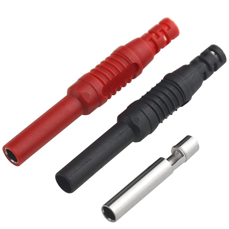 WMYCONGCONG WMYCONGCONG BlackRed 10Pcs Insulated Safety Shrouded 4mm Banana Female Jack Connector  10Pcs 4mm Banana Plug Connectors Wire Solder DIY Multimeter Test Leads  - Image 5