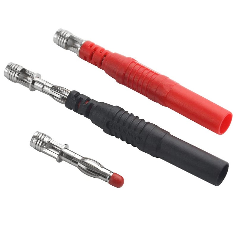 WMYCONGCONG WMYCONGCONG BlackRed 10Pcs Insulated Safety Shrouded 4mm Banana Female Jack Connector  10Pcs 4mm Banana Plug Connectors Wire Solder DIY Multimeter Test Leads  - Image 4