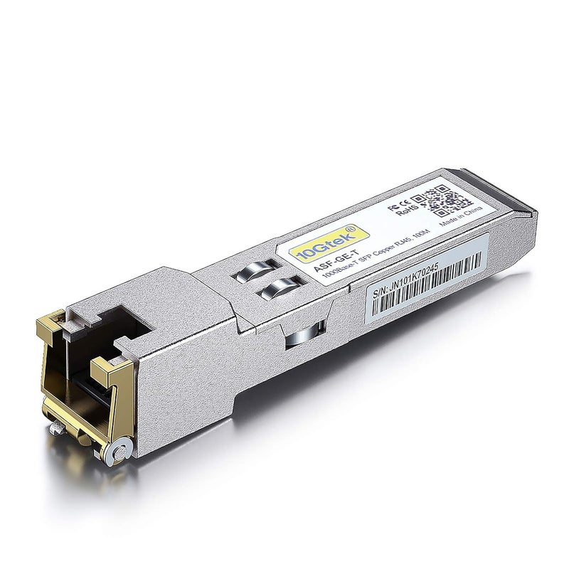 10Gtek 1.25G SFP-T, 1000BASE-T Copper SFP, SFP to RJ45 SFP Module Transceiver for Cisco SFP-GE-T, Meraki, Fortinet, Ubiquiti UniFi UF-RJ45-1G, D-Link, Supermicro, Netgear, TP-Link and More - Image 1