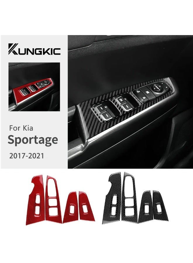 KUNGKIC Real Soft Carbon Fiber For KIA Sportage 4 QL 2016 2017 2018 2019 2020 2021 LHD RHD Front Rear Door Window Control Panel Sticker - Image 3
