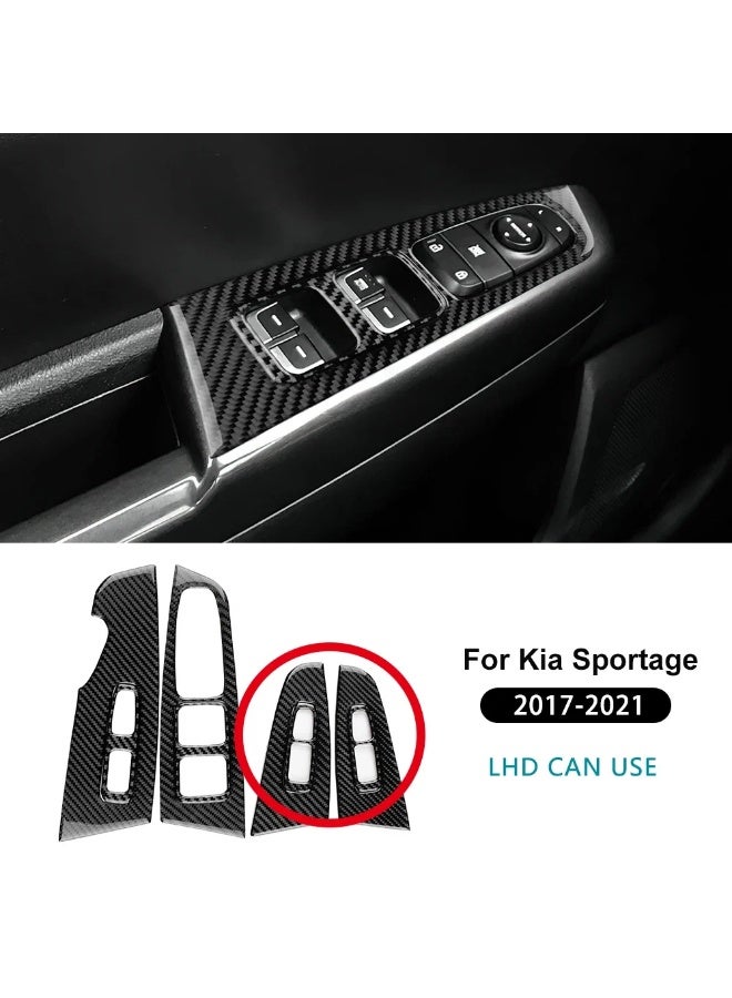 KUNGKIC Real Soft Carbon Fiber For KIA Sportage 4 QL 2016 2017 2018 2019 2020 2021 LHD RHD Front Rear Door Window Control Panel Sticker - Image 1