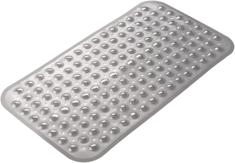AmazerBath Non-Slip Bath Tub Mat, 27.6 x 15 Inches with Suction Cups and Drain Holes, Machine Washable (Clear Gray) - Image 1