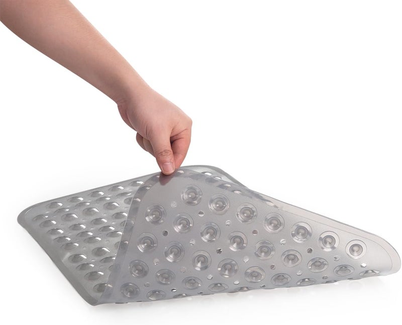 AmazerBath Non-Slip Bath Tub Mat, 27.6 x 15 Inches with Suction Cups and Drain Holes, Machine Washable (Clear Gray) - Image 2