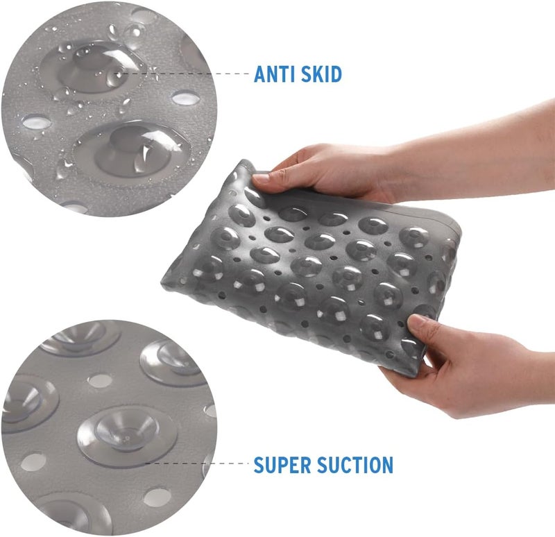 AmazerBath Non-Slip Bath Tub Mat, 27.6 x 15 Inches with Suction Cups and Drain Holes, Machine Washable (Clear Gray) - Image 3