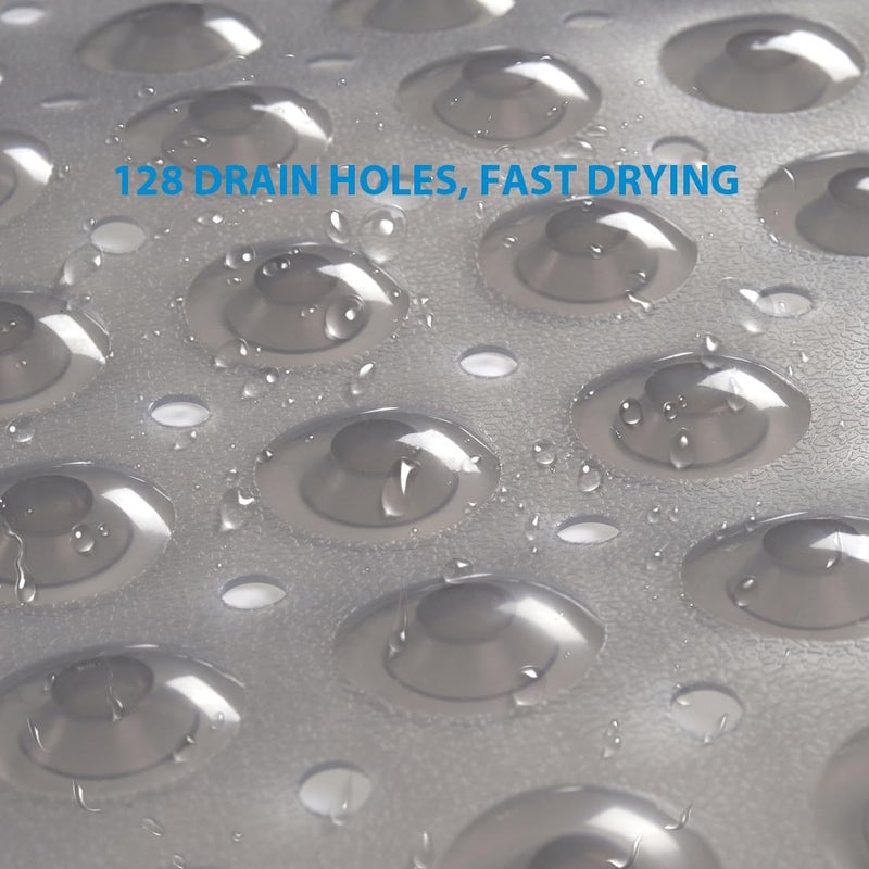 AmazerBath Non-Slip Bath Tub Mat, 27.6 x 15 Inches with Suction Cups and Drain Holes, Machine Washable (Clear Gray) - Image 4