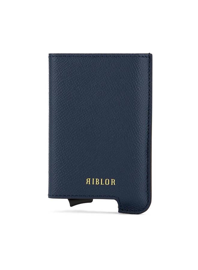 Riblor Santino Italian Leather Popup Card Holder Navy Blue - Image 1